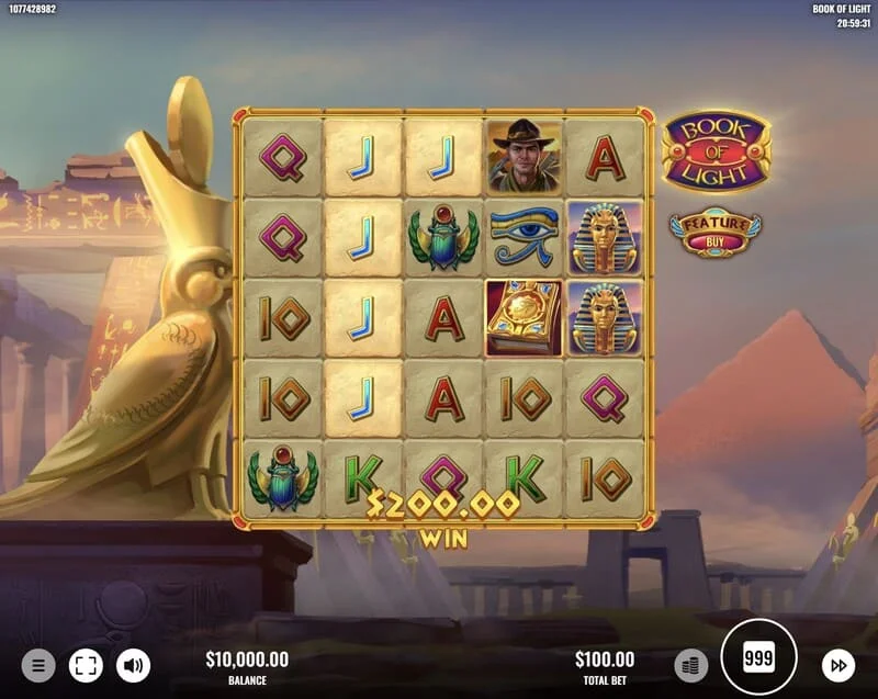 Book of Lights - ligne gagnante dans le jeu de base avec un Multiplier Wild