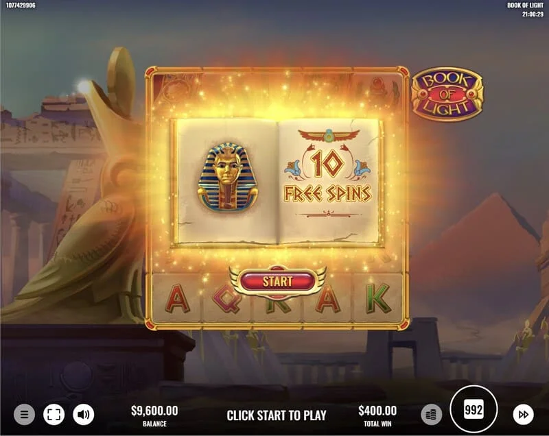 Book of Lights - déclenchement des Free Spins et symbole en expansion